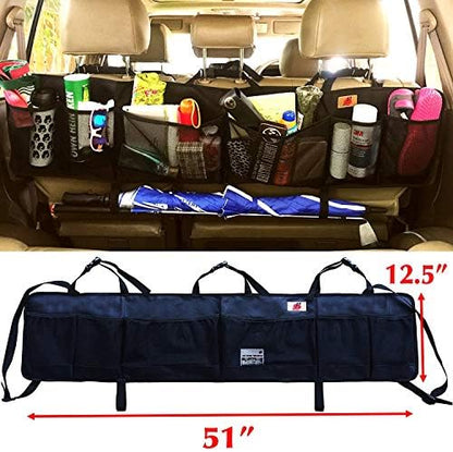 P&F HIGH QUALITY PRODUCTS SUV Trunk Organizer by P&F, Extra Large Collapsible Cargo Net Backseat Storage with Umbrella Holder Hanging for Compact Crossovers to Mid-size SUVs, CRV (black w/h - XL) - Image 4