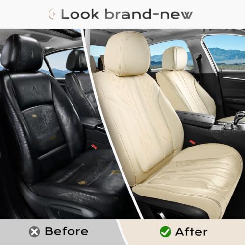 Coverado Car Seat Covers Full Set, Seat Covers for Cars, Front Seat Covers and Back Seat Cover Waterproof Leather Automotive Seat Cover, Universal Car Interior Protectors Cushion for Most Cars - Image 5