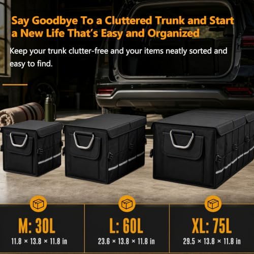 Trunk Organizer With Lid For SUV Car Trunk Foldable Oxford Storage - Image 7