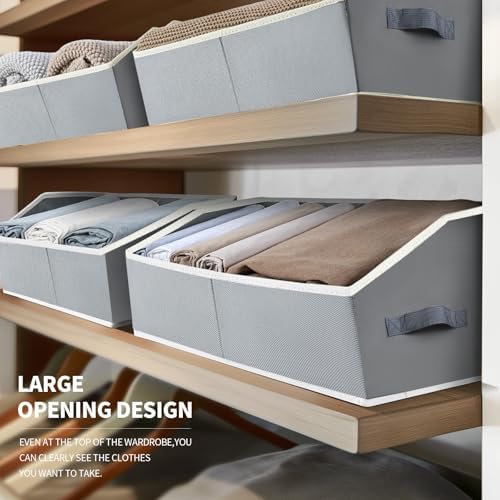 Homsorout Large Storage Bins Baskets - 6 Pack Closet Storage Cubes, Fabric Baskets for Organizing, Cube Organizer Bins with Handles, Foldable Boxes for Clothes, Towels, Grey - Image 2