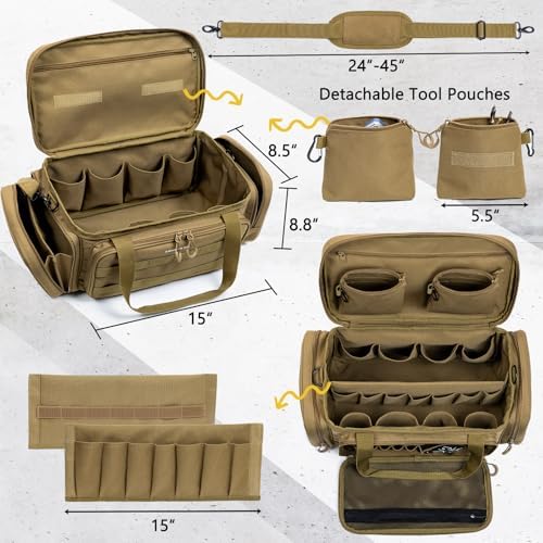 Heavy Duty Tool Bag Organizer with Strong Magnets & Detachable Pouches, Tactical Tool Tote for Men, Multiple Pockets, Anti-Friction Bottom Utility Tool's Bag for Electrician,Mechanic - Image 2