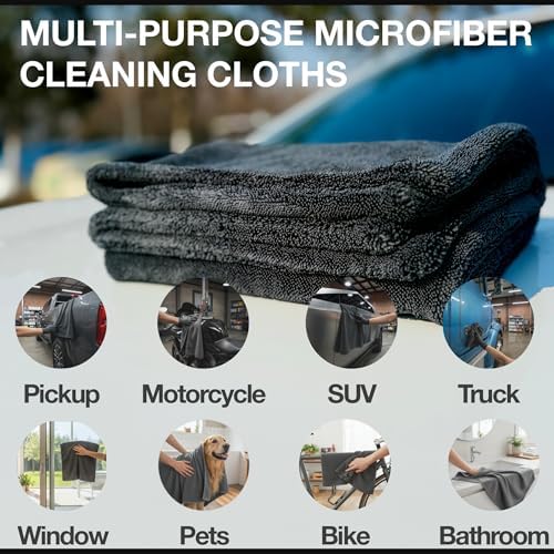 DRYZO Microfiber Towel for Drying Cars - 24"x36" Jumbo Size, 1200 GSM Ultra-Thick, Scratch-Free & Super Absorbent, Zero-Lint Cloth for Car, Truck & SUV Pro Detailing - Dries Entire Vehicle in One Pass - Image 6