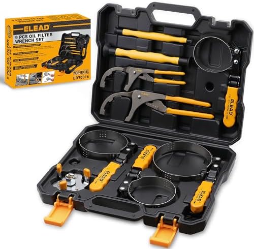 ELEAD 9-Piece Ultimate Oil Filter Wrench Set - Professional Oil Filter Removal Tool, Swivel Head Oil Filter Wrenches, Adjustable Oil Filter Remover Pliers, Universal Oil Filter Wrench and Valve Lapper by ELEAD
