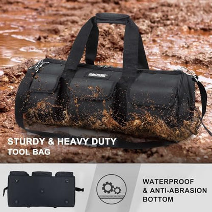 HAUTMEC 24" Large Contractors Tool Bag, Wide Mouth Tool Bag with Hard Base & Metal Frame, 21-Pocket Double Zippers Heavy-Duty Tool Organizer for Heavy Tools – HT0184 - Image 3