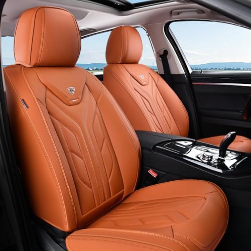 Coverado Seat Covers, Car Seat Covers Front Seats, Leather Seat Covers for Cars, Automotive Seat Covers Car Seat Protector Car Seat Cushion Universal Fit for Most Sedans SUV Pick-up Truck(Orange) by COVERADOAUTO