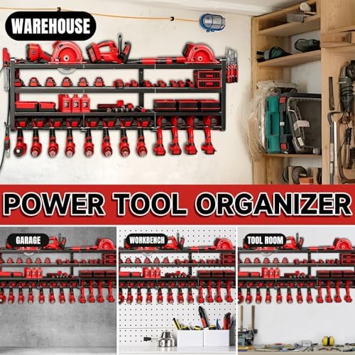 50" W Power Tool Organizer Wall Mount,Holds 12 Cordless Drills - Image 6