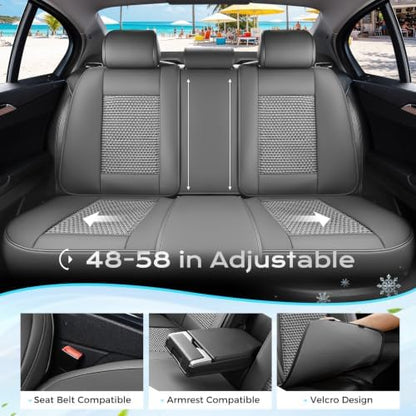 Coverado Car Seat Covers Full Set, Nappa Leather Seat Covers for Cars, Waterproof Car Seat Protector, Front and Back Seats Universal Fit for Most Vehicles, Gray - Image 5