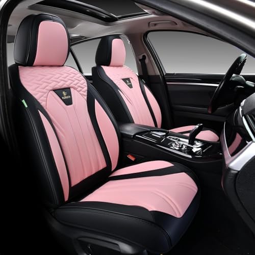 FLORICH Leather Seat Covers Pink Car Seat Covers Full Set Car Seat Protectors 5 Seats Driver Seat Covers Fit for Most Cars Trucks SUV - Image 2