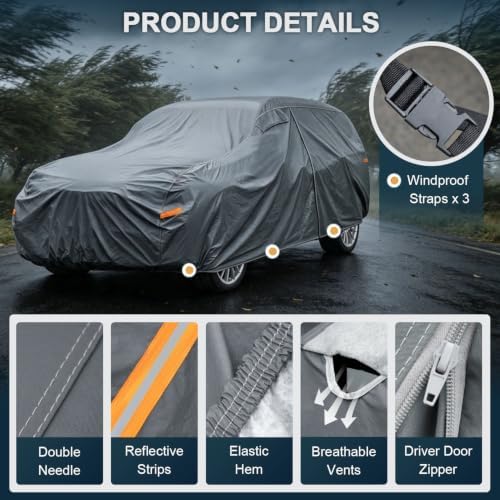 GUNHYI Multi-Layer Large SUV Car Cover Waterproof All Weather Heavy Duty - Image 3