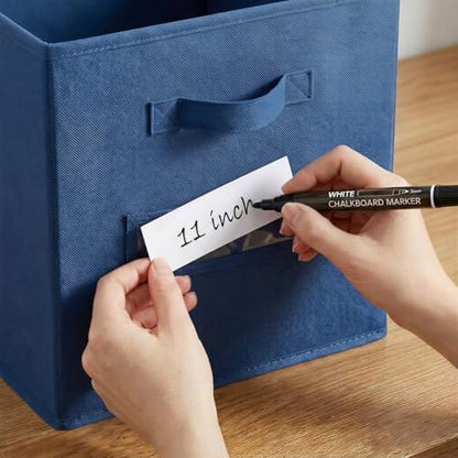 Storage Bins,11 Inch Cube Storage Bin with Labels,6pcs,Navy Blue - Image 4