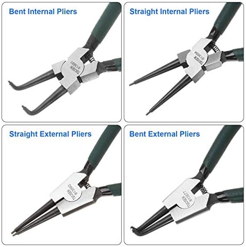 4 Piece 7 Inch Internal/External Snap Ring Pliers Set Heavy Duty Circlip Pliers Kit Straight/Bent Jaw Pliers for Ring Remover Retaining and Remove Hoses - Image 3