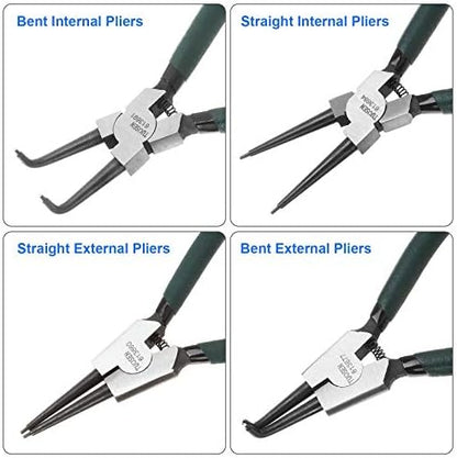 4 Piece 7 Inch Internal/External Snap Ring Pliers Set Heavy Duty Circlip Pliers Kit Straight/Bent Jaw Pliers for Ring Remover Retaining and Remove Hoses - Image 3