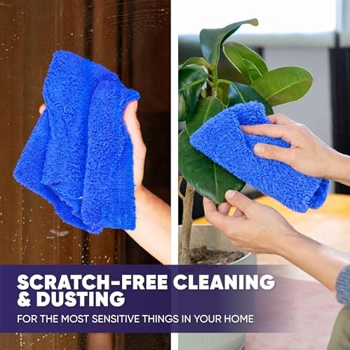 Microfiber Wholesale Pronto Cloths, Dual-Sided Microfiber Cleaning Towels, Soft Plush & Scrub Cloths for Dusting, Scrubbing, Kitchen, Windows & Car Detailing, Absorbent Bulk 25-Pack Blue - Image 4