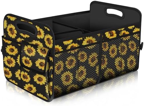 Femuar Car Trunk Organizer with 72L Large Capacity Waterproof Collapsible and 11 Pockets, Trunk Organizer for Car SUV/Jeep/Sedan, Large Size, Sunflower by GuangzhouTailinTechnologyCo