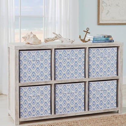 Geelin 6 Pcs Blue Bow Seashell Storage Bin 11 in Storage Basket with Handle - Image 6