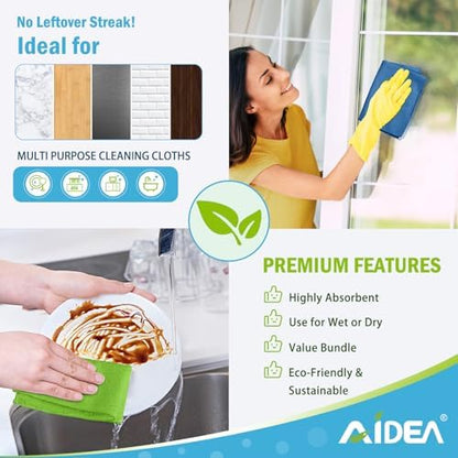 AIDEA Microfiber Cleaning Cloth, 500PK, Soft Absorbent Rags, Shop Towels, Microfiber Towels for Cars, Kitchen Towels, Dusting Cloth for Home, Window, Cleaning Supplies, 12"×12" - Image 4