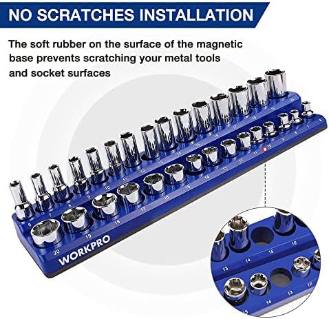 WORKPRO Magnetic Socket Organizer Set, 6-Piece Metric SAE Socket Holder Set - Image 4