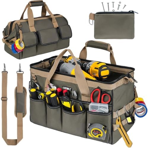 27 Pockets Tool Bags for Men,16-Inch Heavy Duty Tool Bag,Large Toolbag Tool Box Organizer,Portable Toolbox Tools Tote Carrying Case for Mechanic,Electrician,Father Day Gifts for Him Dad Men,Bag Only by LEFOR%C2%B7Z