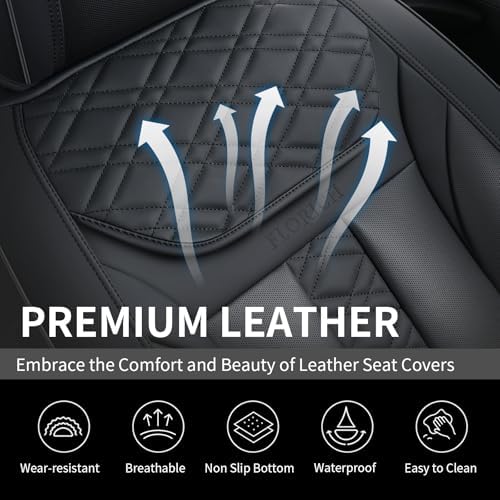 FLORICH Seat Covers, Atomutive Car Seat Covers Full Sets, Waterproof Seat Cover for Cars, Luxury Leather Universal Seat Cover Accessories Fit for Most Cars SUV Truck Sedans(Black) - Image 4