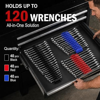 120 pcs Modular Wrench Organizer for Tool Drawers (Black & Red & Blue) - Image 3