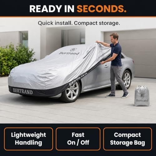 BERTRAND Outdoor Car Cover Waterproof All Weather, Sedan to 188 in (A2) - Image 3