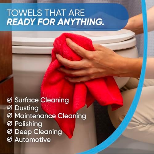 Microfiber Wholesale Bulk 16" x 16" All Purpose Towels Case Quantity (200 Count) | Large | No Fraying | High Density Microfiber | Zero Chemical Cleaner | Long-Lasting (Blue) - Image 4