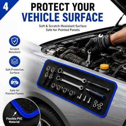 3‑Piece Flexible Magnetic Tool Mat Set, Heavy‑Duty Magnetic Mat for Tools, Strong‑Grip Magnetic Parts Holder with Non‑Slip Surface,Ideal for Auto Repair, Workshop & Jobsite Organization,Blue - Image 4