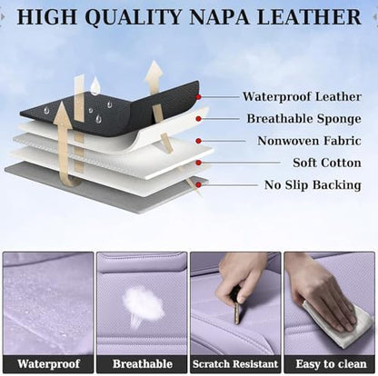 Coverado Car Seat Covers, Front Covers for Cars, Car Seat Cover Front Seats, Car Seat Protector Waterproof, Leather Car Seat Cushion, Universal Interior Covers Seat Protectors for Most Cars Purple - Image 5