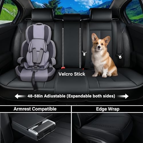 Coverado Car Seat Cover Front Seat, Black Seat Covers Front Seats, Nappa Leather Waterproof, Car Seat Cushion, Car Seat Protector Universal Fit Most Cars - Image 3