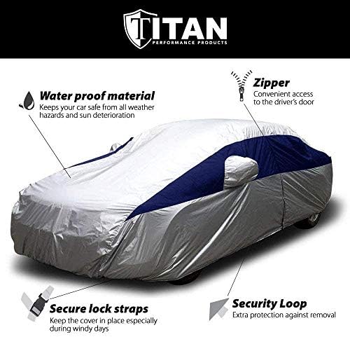 Titan Brilliant Color Poly 210T Car Cover for Large Sedans 203-212". Waterproof, UV Protection, Scratch Resistant, Driver-Side Zippered Opening. Fits Avalon, XTS, 6-8 and More. - Image 5