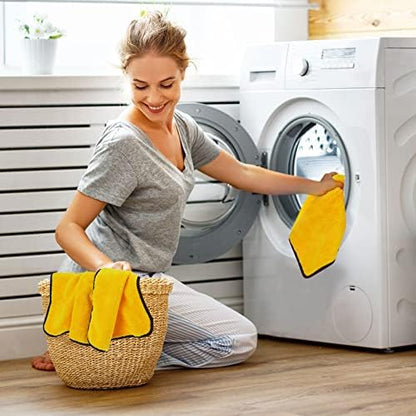 Tallew 40 Pcs Yellow Microfiber Towels: 16"x16" Microfiber Drying Towels Bulk Micro Fiber Car Cleaning Cloth for Cars Drying Washing Polishing Cleaning Household Supplies - Image 4