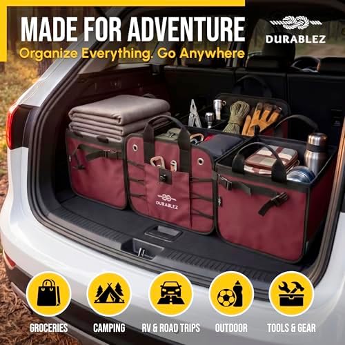 Extra Large Car Trunk Organizer - Trunk Storage - Modular Detachable Configurable Collapsible - for SUV Minivan Truck Sedan Van - 4 Compartment XXL, Cherry - Image 3