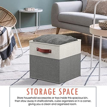 Ornavo Home 13x13 Foldable Fabric Storage Cube Bins, 6 Pack, White/Gray - Image 5