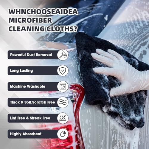Shimeyao 40 Pcs 16 x 16 Inch Edgeless Microfiber Plush Towels for Cars Detailing Drying Wash Polishing Absorbent Cleaning Cloths, 500 GSM (Black) - Image 4