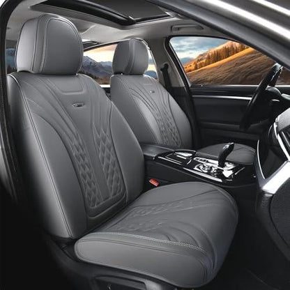 Coverado Car Seat Covers, Car Seat Covers Front Seats, 2-Pack Front Seat Cover, Nappa Leather Waterproof Seat Covers, Car Seat Protectors, Automotive Seat Covers Universal Fit for Most Vehicles by COVERADOAUTO