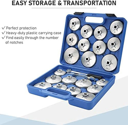 ATPEAM 23pcs Aluminum Alloy Cup Type Oil Filter Cap Wrench Socket Removal Tool Set 1/2" dr. - Image 5