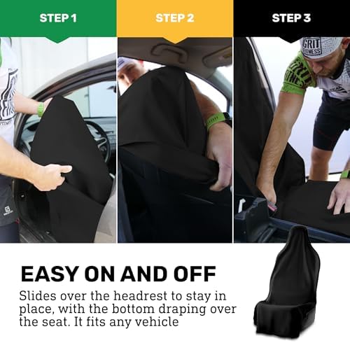 UltraSport Waterproof Towel Car Seat Cover, Universal Fit, Sweatproof & Odor-Resistant Front Seat Protector, Quick-Dry, Machine Washable for Gym, Pets, Travel, Outdoor Adventures, Black - Image 7