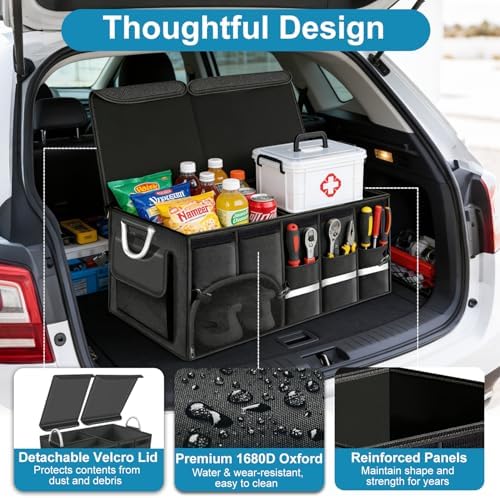 92L Large Collapsible Trunk SUV Organizer with Cover - Image 3
