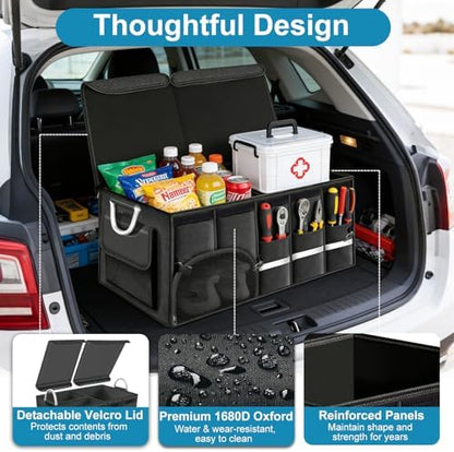 92L Large Collapsible Trunk SUV Organizer with Cover - Image 3