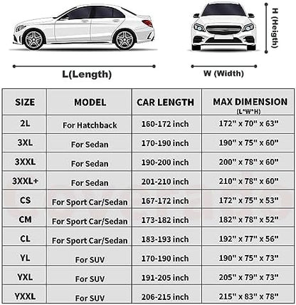 Waterproof Car Cover for Automobiles All Weather - Coverado Outdoor Full Car Covers with Zipper Door, Cotton Backing Snowproof UV Protection Windproof, Universal Fit for Hatchback (160"-172") - Image 6