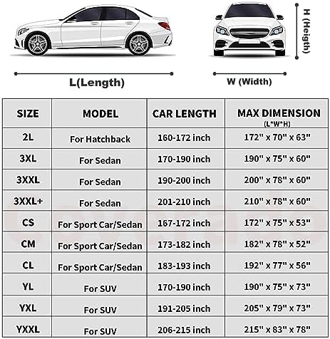 Coverado Car Cover Waterproof All Weather, 210D Lightweight Full Exterior Covers Snow Wind Sun UV Protection, Outdoor Car Covers for Automobiles Universal Fit for Sedan (170"-190") - Image 6