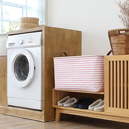 Hinwo 70L Extra Large Canvas Storage Bin with Lid and Handles - Image 2