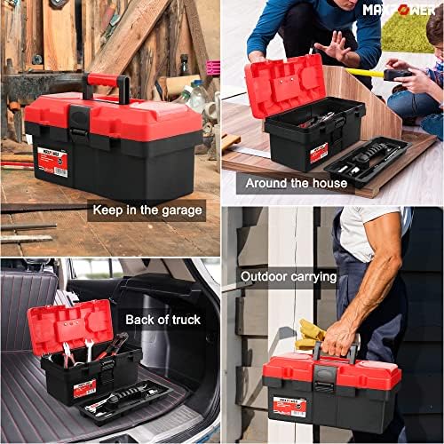 MAXPOWER Small Tool Box, 14-inch Plastic Tool Boxes with Handle - Image 5