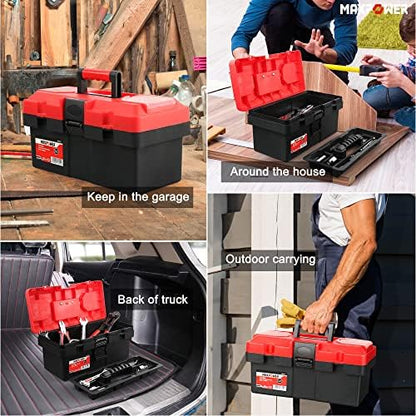 MAXPOWER Small Tool Box, 14-inch Plastic Tool Boxes with Handle - Image 5