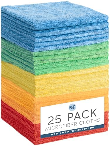 S&T INC. Microfiber Cleaning Cloth, 25 Pack, 11.5" x 11.5" by STINC