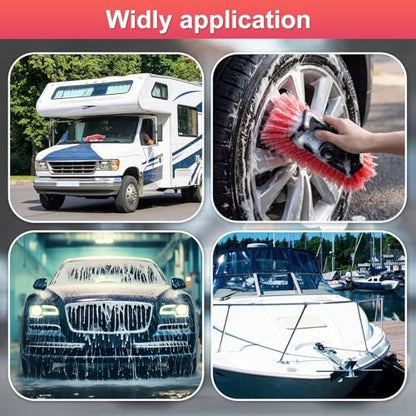 Vesici 4 Pcs Car Wash Brush Head with Soft Detailing Bristle Flow Thru Car Cleaning Brush Exterior Cars Wash Equipment for Auto Truck RV Boat Camper Washing, 10 Inch (Red) - Image 6