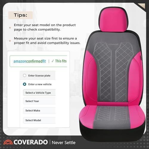 Coverado Car Seat Covers Full Set, Leather Seat Covers, Rose Automotive Protectors 5-Seat, Luxury Universal Fit Seat Covers for SUV, Truck, Sedan and Most Vehicles All-Weather - Image 4