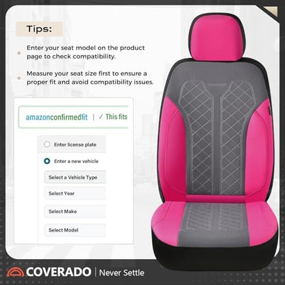 Coverado Car Seat Covers Full Set, Leather Seat Covers, Rose Automotive Protectors 5-Seat, Luxury Universal Fit Seat Covers for SUV, Truck, Sedan and Most Vehicles All-Weather - Image 4