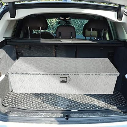 BLACKHORSE-RACING 39 x 13 x 10 Inch Aluminum Truck Trailer Tool Box Chest Box Pickup Underbody Truck Bed Storage Toolbox RV Storage Organizer with Side Handle, Lock & 2 Keys - Silver - Image 4