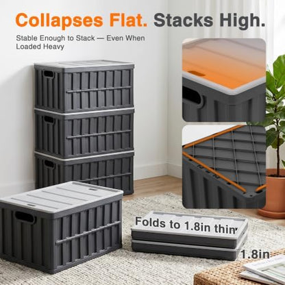Citylife 64L Collapsible Storage Bins with Lids Plastic Storage Containers for Organizing Stackable Storage Box Large Heavy Duty Utility Crates, 2 Packs - Image 4